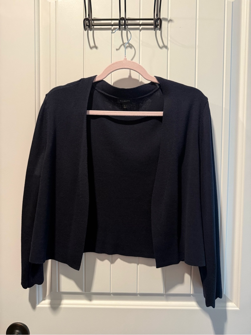 Talbots Navy Open-Front Cropped Cardigan